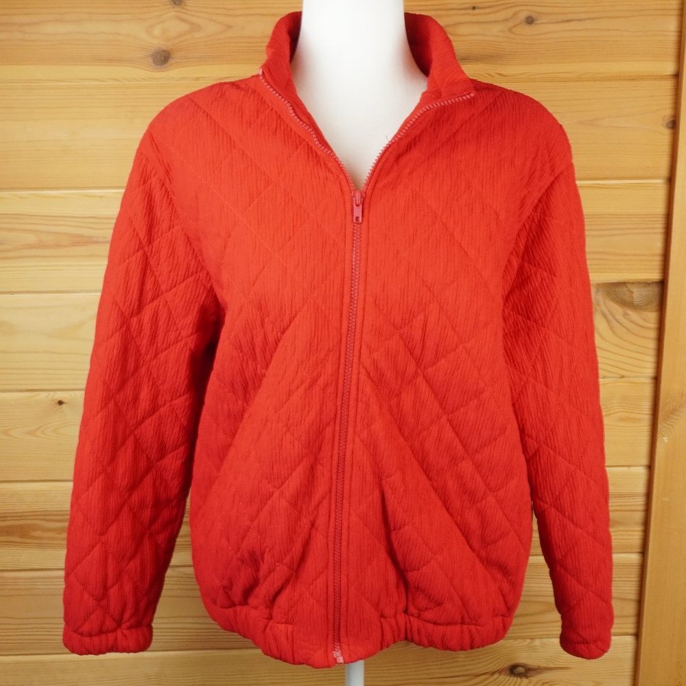 Susan Graver Red Quilted Full Zip Jacket Size‎ Medium